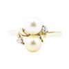 Image 2 : 0.08 ctw Diamond and 7mm Round Cultured Pearl Ring - 14KT Yellow Gold