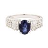 Image 2 : 1.77 ctw Sapphire and Diamond Ring - 18KT White Gold