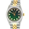 Image 2 : Rolex Mens 2 Tone Green Vignette String Diamond 36MM Datejust Wristwatch