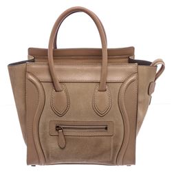 Celine Beige Suede Leather Mini Luggage Tote Bag