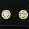 Image 1 : 14k Yellow Gold 1.12 ctw Round Brilliant Diamond Stud Earrings w/ Pave Halos