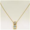 Image 3 : 14K Yellow Gold 2.25 ctw Emerald Cut RICH Aquamarine and Diamond Pendant w/ 16"