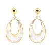 Image 1 : Mother of Pearl Dangle Earrings - 14KT Yellow Gold