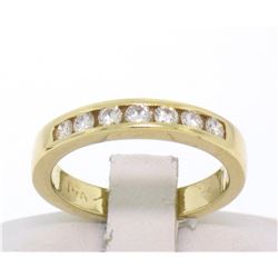 14k Solid Yellow Gold .28 ctw Channel Set 7 Round Diamond Band Ring