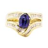Image 2 : 2.28 ctw Blue Sapphire And Diamond Ring And Attached Band - 14KT Yellow Gold