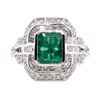 Image 1 : 1.94 ctw Emerald and Diamond Ring - Platinum