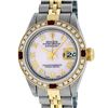 Image 1 : Rolex Ladies 2 Tone Yellow Gold Pink MOP Diamond & Ruby Datejust Wristwatch