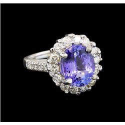 14KT White Gold 3.82 ctw Tanzanite and Diamond Ring