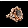 Image 1 : 16.04 ctw Morganite and Diamond Ring - 14KT Rose Gold