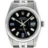 Image 1 : Rolex Mens Stainless Steel 36mm Black Diamond Dial Datejust Wristwatch