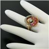 Image 3 : Retro Vintage 14kt Rose Gold and Platinum 0.65 ctw Diamond and Ruby Swirl Ring