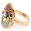 Image 6 : Retro Vintage 14kt Rose Gold and Platinum 0.65 ctw Diamond and Ruby Swirl Ring