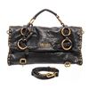 Image 1 : Prada Black Leather Studded Medium Satchel Bag