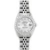 Image 2 : Rolex Ladies Stainless Steel Silver Diamond 18K Gold Bezel Datejust Wristwatch