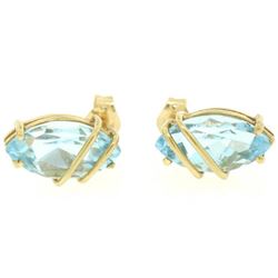 14k Yellow Gold 2.00 ctw Semi Caged Marquise Cut Blue Topaz Stud Earrings