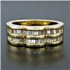 Image 2 : 14k Yellow Gold .95 ctw Baguette Cut Diamond Wavy Grooved Dual Row Band Ring