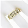 Image 3 : 14k Yellow Gold .95 ctw Baguette Cut Diamond Wavy Grooved Dual Row Band Ring