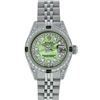 Image 2 : Rolex Ladies Stainless Steel Quickset Green MOP Diamond Lugs Datejust Wristwatch