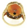 Image 5 : Antique Art Deco 10k Yellow Gold Filigree Shell Cameo Ring w/ Rose Cut Diamond