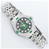 Image 3 : Rolex Ladies Stainless Steel 26MM Green Vignette Diamond Datejust Wriswatch