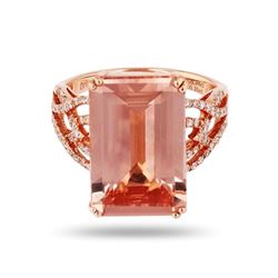 8.94 ctw Morganite and 0.35 ctw Diamond 14K Rose Gold Ring