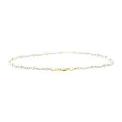 Two-Tone Ankle Bracelet - 14KT White and Yellow Gold