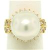 Image 3 : 18K Yellow Gold  13.3mm South Sea Pearl Ring w/ Marquise & Round Diamonds