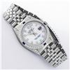 Image 4 : Rolex Mens Stainless Steel Diamond Lugs MOP Diamond & Sapphire Datejust Wristwat