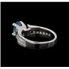 Image 3 : 2.25 ctw Blue Zircon and Diamond Ring - 18KT White Gold