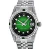 Image 2 : Rolex Mens Stainless Steel Green Vignette Diamond & Emerald Datejust Wristwatch