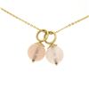 Image 5 : 14K Yellow Gold Double 10mm Pink Rose Quartz Bead Pendant & 16" Cable Link Chain
