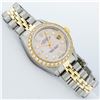 Image 3 : Rolex Ladies 2 Tone Yellow Gold 18K Gold Bezel Pink MOP Baguette Diamond Datejus