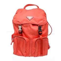 Prada Coral Nylon Buckle Backpack