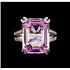 Image 2 : 18.00 ctw Kunzite and Diamond Ring - 18KT White Gold