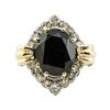 Image 2 : 5.75 ctw Oval Brilliant Onyx And Diamond Ring - 14KT Yellow And White Gold
