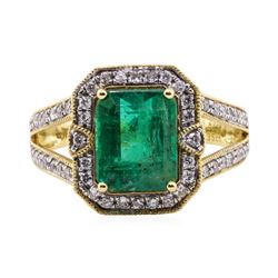 2.82 ctw Emerald and Diamond Ring - 18KT Yellow Gold