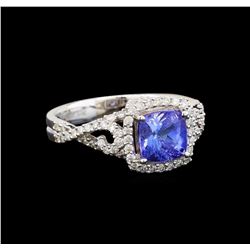 14KT White Gold 1.62 ctw Tanzanite and Diamond Ring