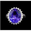 Image 2 : GIA Cert 10.17 ctw Tanzanite and Diamond Ring - 14KT White Gold