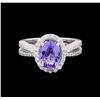 Image 2 : 1.73 ctw Tanzanite and Diamond Ring - 14KT White Gold