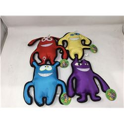 lot of 4 assorted color and style dog chew toys