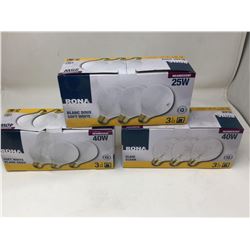 Lot of 3 cases 25W light bulbs