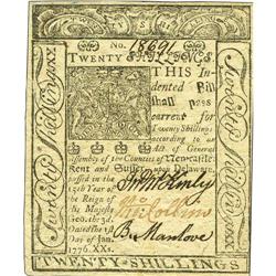 Delaware January 1, 1776 20s Gem New. This is a wonderf 