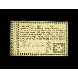 Georgia 1776 6 Pence Extremely Fine. 