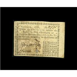 Georgia 1776 $1/4 Very Fine. 