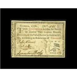 Georgia 1776 $2 Extremely Fine. This Georgia note has t 