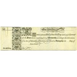 Maryland 1733 1s Choice About New. Unsigned unissued. 