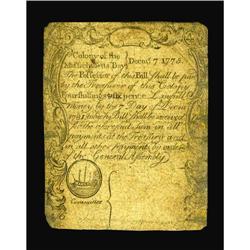 Massachusetts December 7, 1775 4s6d Fine. 