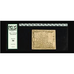 Massachusetts December 7, 1775 14s PCGS About New 50. T 