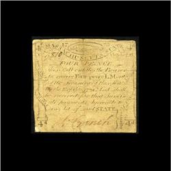 Massachusetts October 18, 1776 4d Very Fine. This is a 