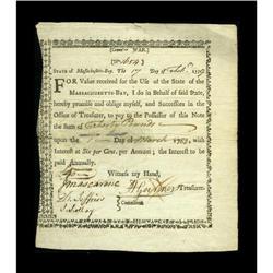 State of Massachusetts Bay $40 6% Feb. 17, 1779. Ander 